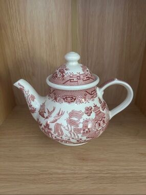 Ceramic Teapot with Lid in "Willow Rosa Pink" by Churchill